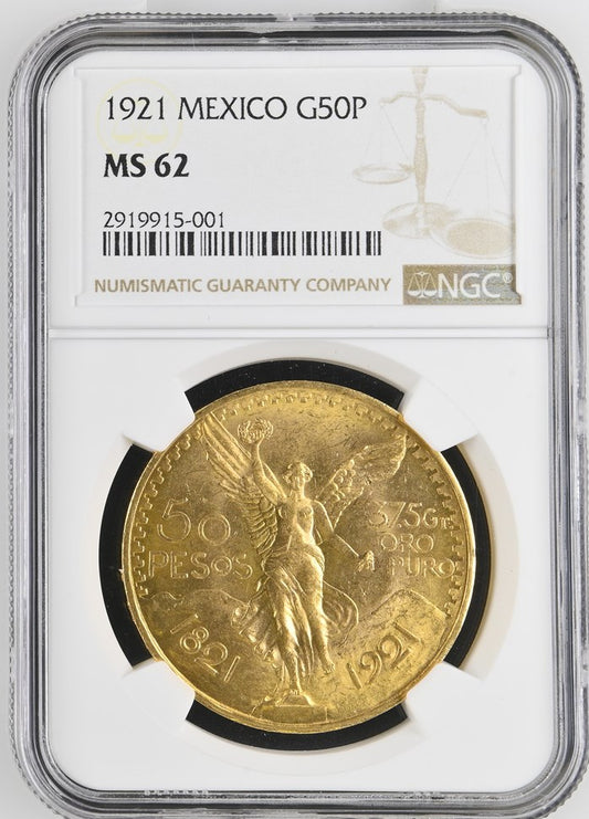 1921 MEXICO G50P NGC MS 62