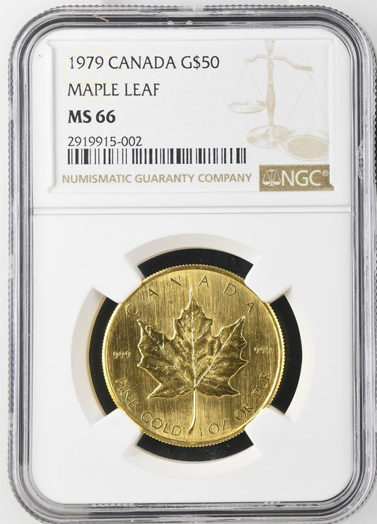 1979 CANADA G$50 MAPLE LEAF NGC MS 66