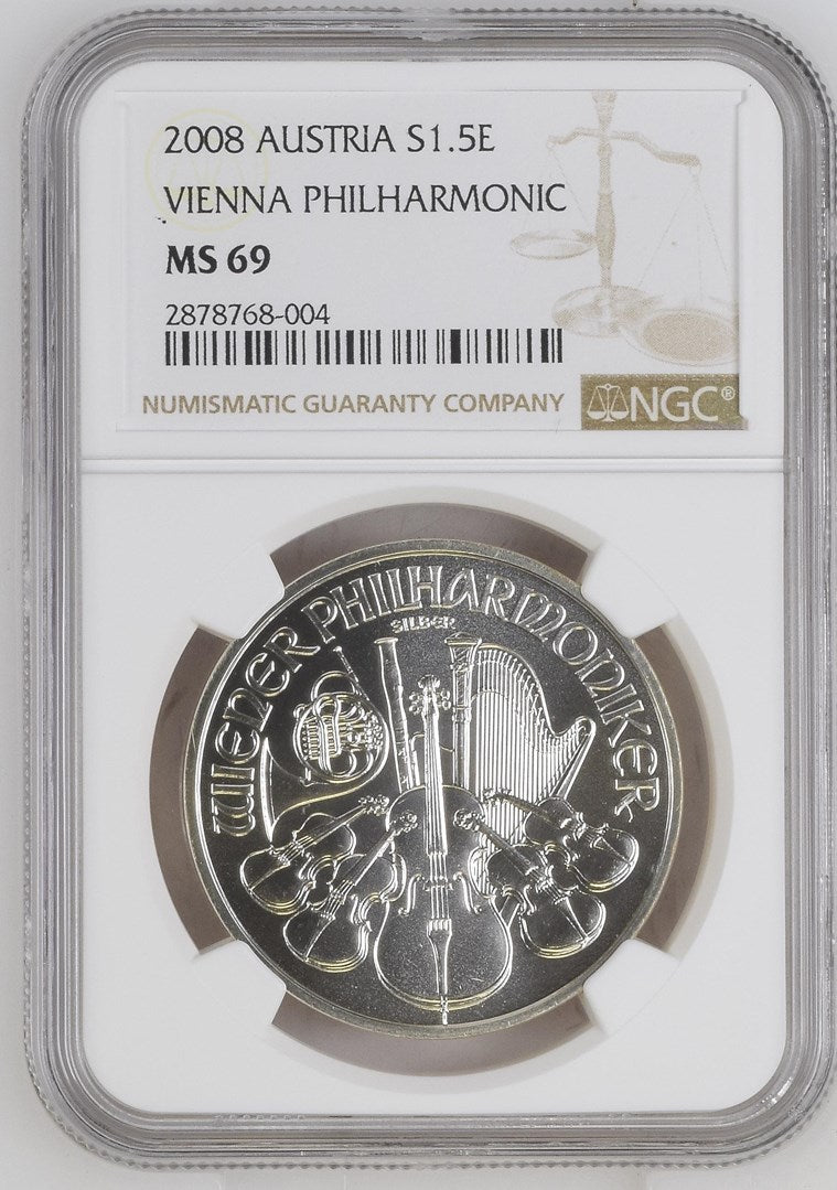 2008 AUSTRIA S1.5E VIENNA PHILHARMONIC NGC MS 69