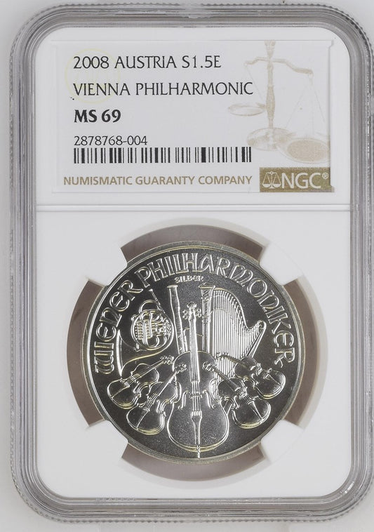2008 AUSTRIA S1.5E VIENNA PHILHARMONIC NGC MS 69