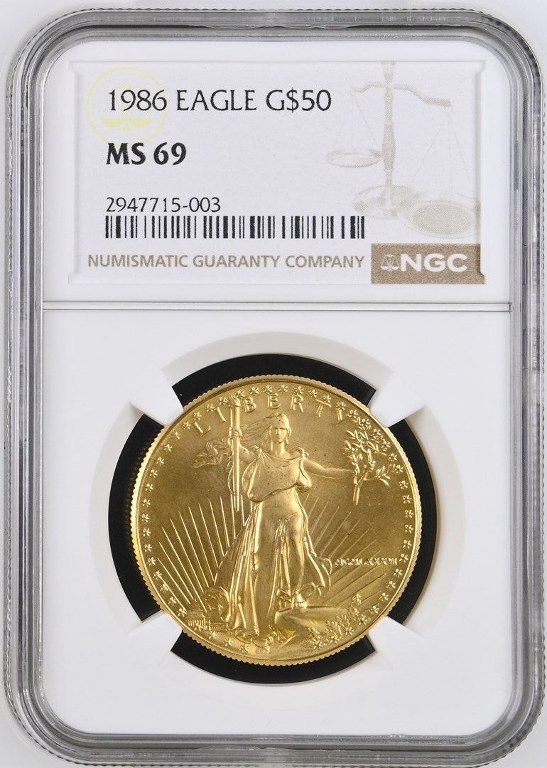 1986 1 OZ AMERICAN GOLD EAGLE NGC MS 69