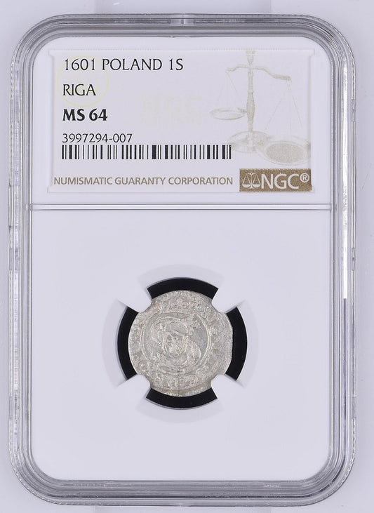 1601 POLAND 1S RIGA NGC MS 64 TOP-POP