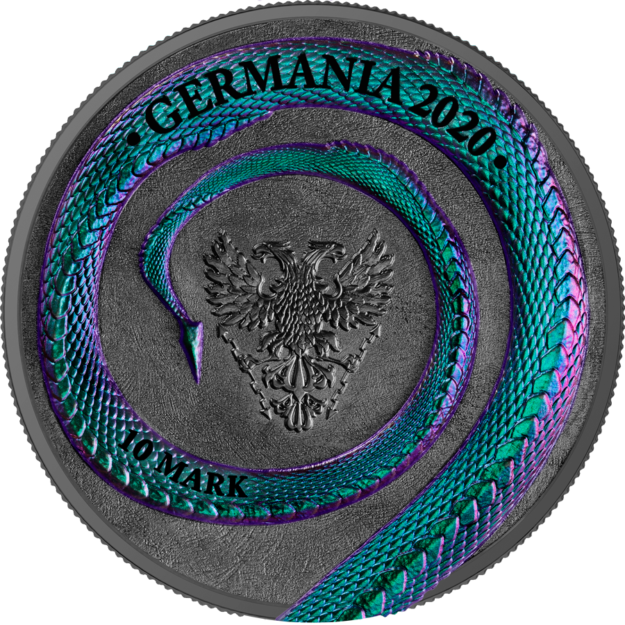 2020 GERMANIA BEASTS-FAFNIR ULTA DOUBLE HIGH RELIEF 2 OZ SILVER BU