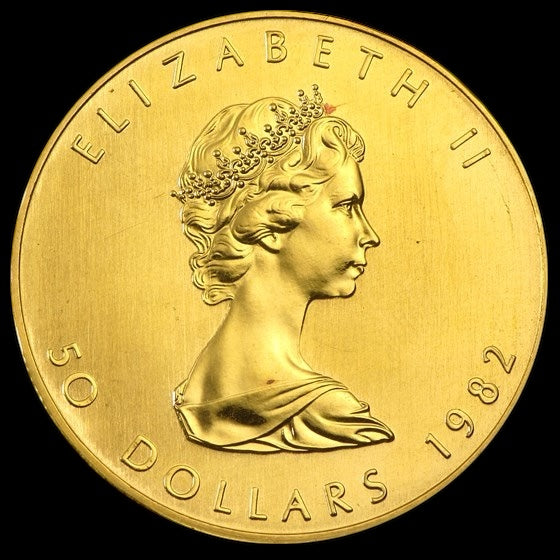 1982 CANADA 1 OZ GOLD MAPLE LEAF BU