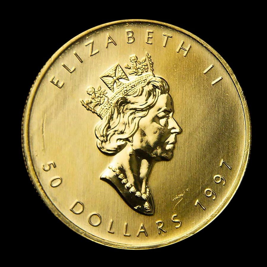 1997 CANADA 1 OZ GOLD MAPLE LEAF BU