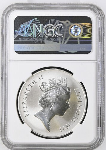 1993C AUSTRALIA S$1 KANGAROO REEDED EDGE MS 69