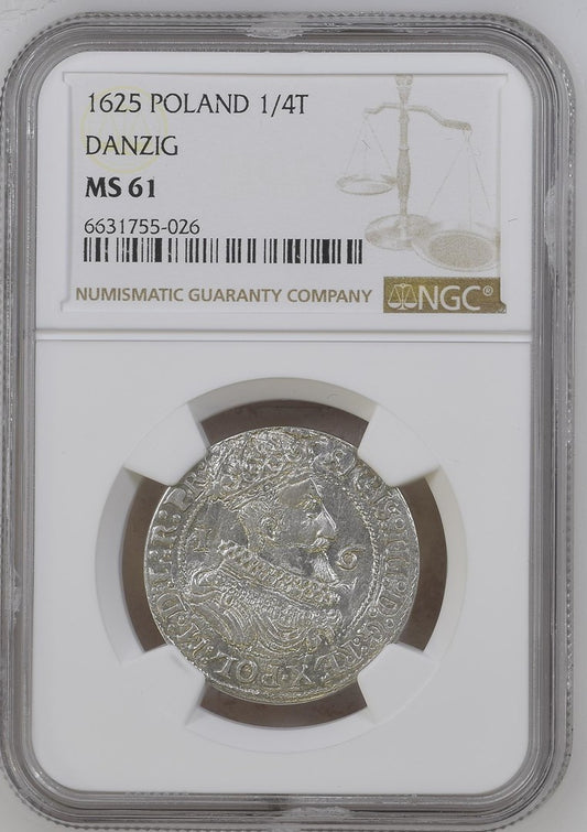 1625 POLAND 1/4T DANZIG NGC MS 61