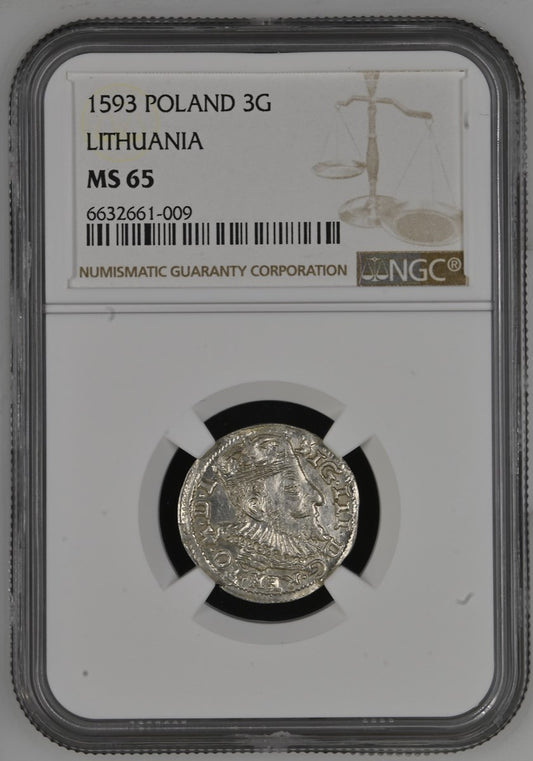 1593 POLAND 3G LITHUANIA
NGC MS 65 TOP-POP