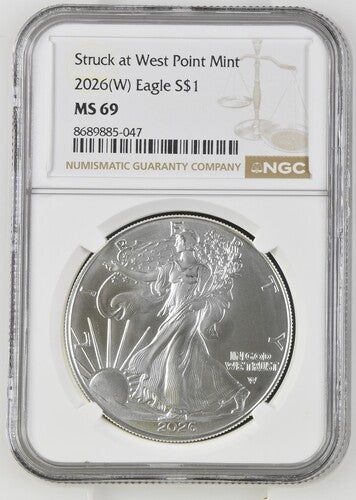 2026 EAGLE S$1 TYPE 2 STRUCK AT WEST POINT MINT (W) MS 69