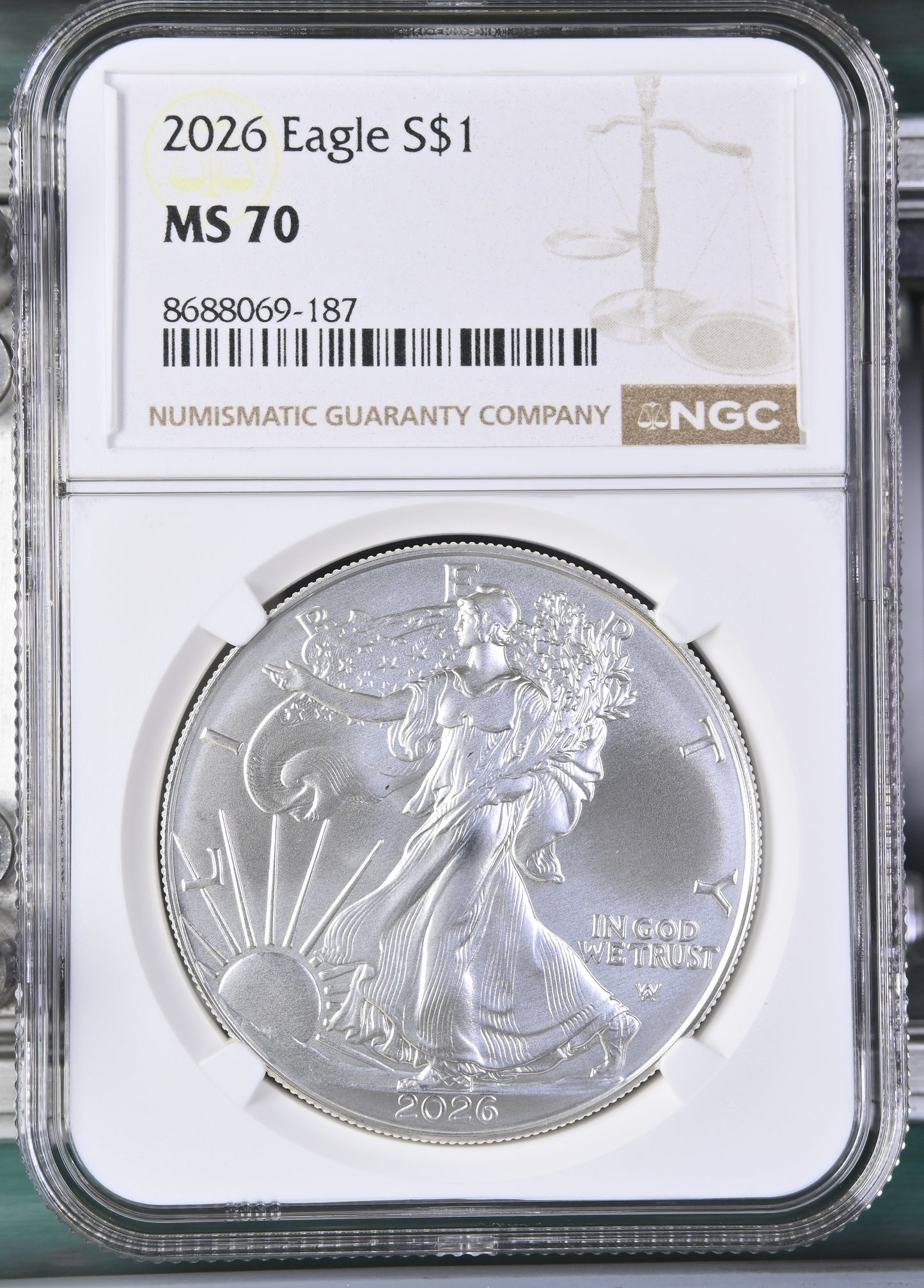 2026 TYPE 2 (REGULAR COIN) TOP-POP SILVER EAGLE S$1 MS 70