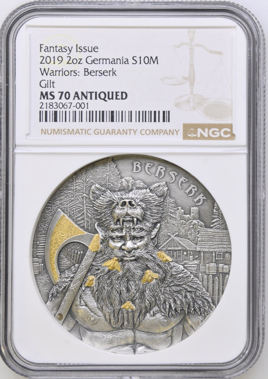 2019 WARRIORS BERSERK 2 OZ SILVER MS 70