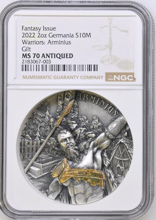 2021 WARRIORS ARMINIUS 2 OZ SILVER MS 70