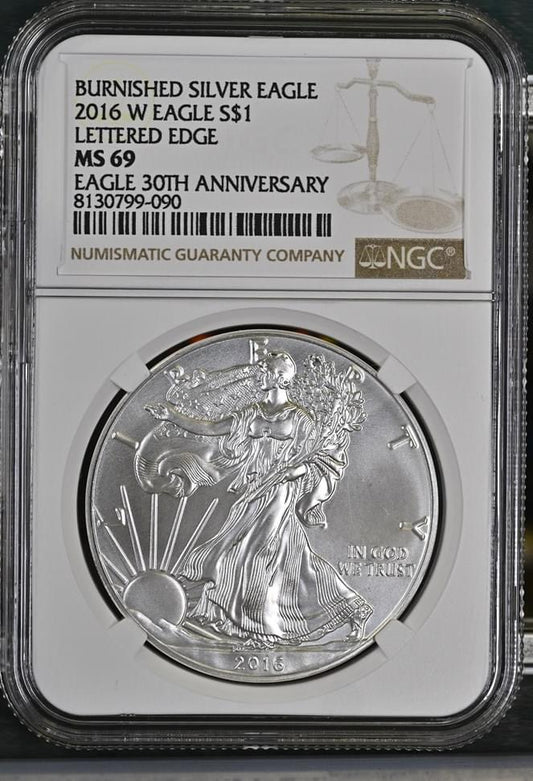 2016 W EAGLE S$1 BURNISHED - LETTERED EDGE MS 69