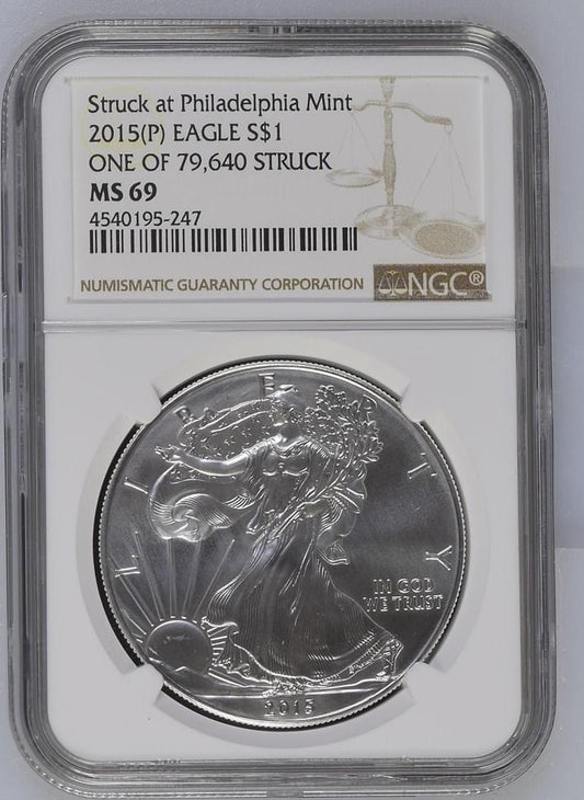 2015(P) EAGLE S$1 ONE OF 79,640 STRUCK MS 69