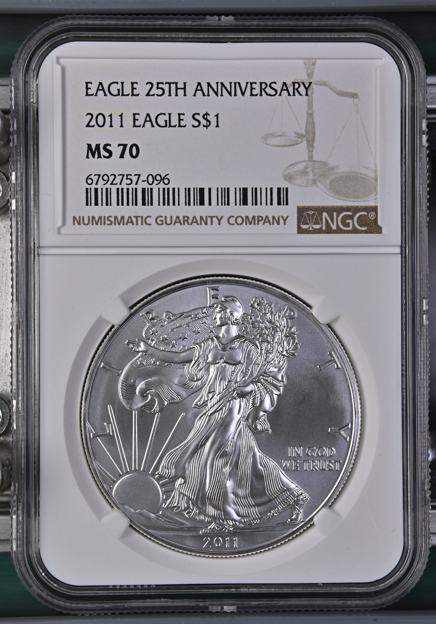 2011 EAGLE S$1 25TH ANNIVERSARY MS 70