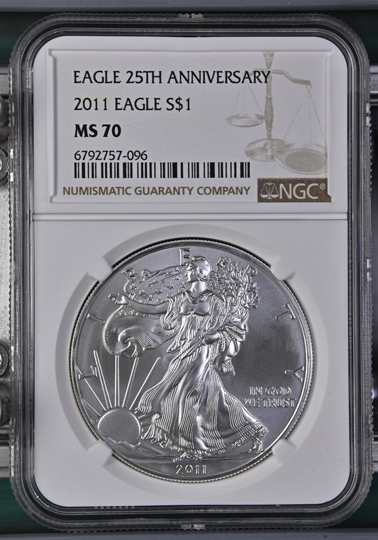 2011 EAGLE S$1 25TH ANNIVERSARY MS 70