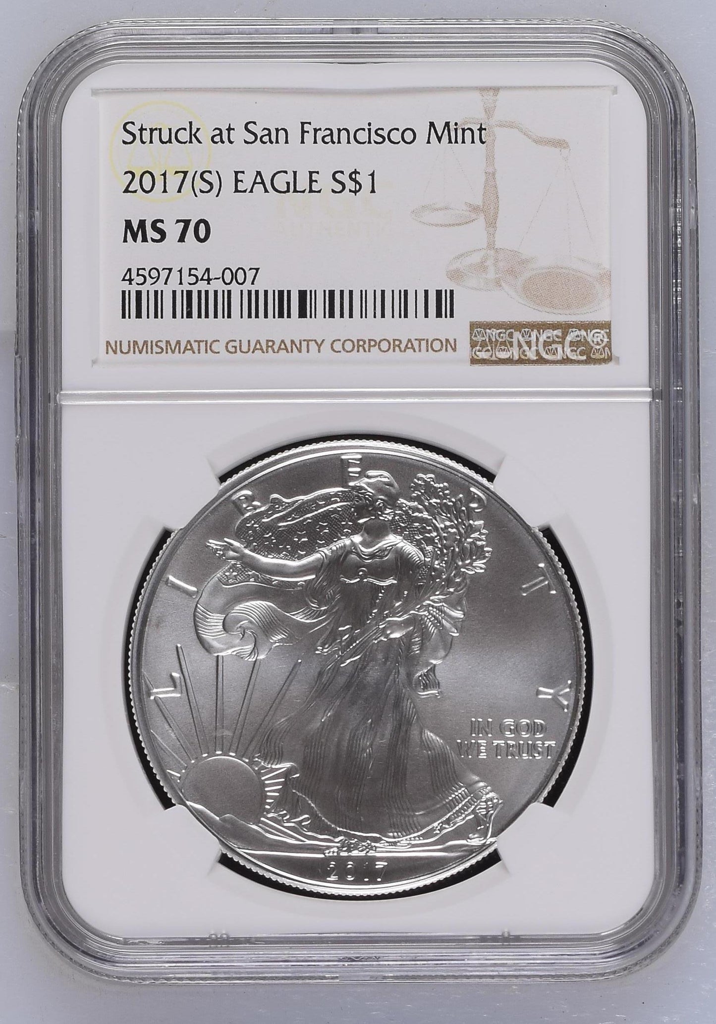 2017(S) EAGLE S$1 MS 70