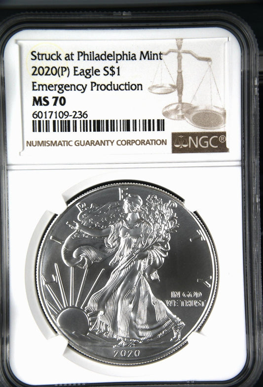 2020(P) EAGLE S$1 STRUCK AT PHILADELPHIA EMERGENCY PRODUCTION MS 70