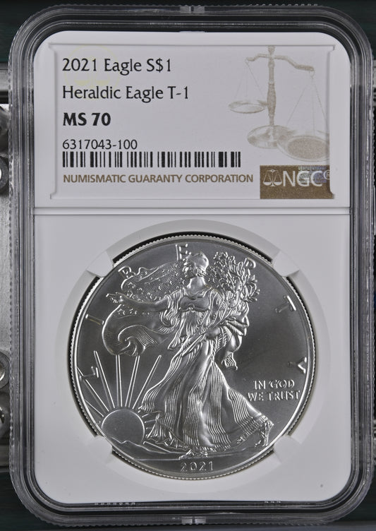2021 EAGLE S$1 HERALDIC EAGLE T-1 MS 70