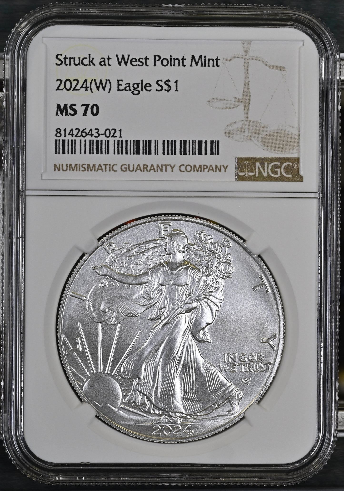 2024 (W) EAGLE S$1 STRUCK AT WEST POINT MINT MS 70