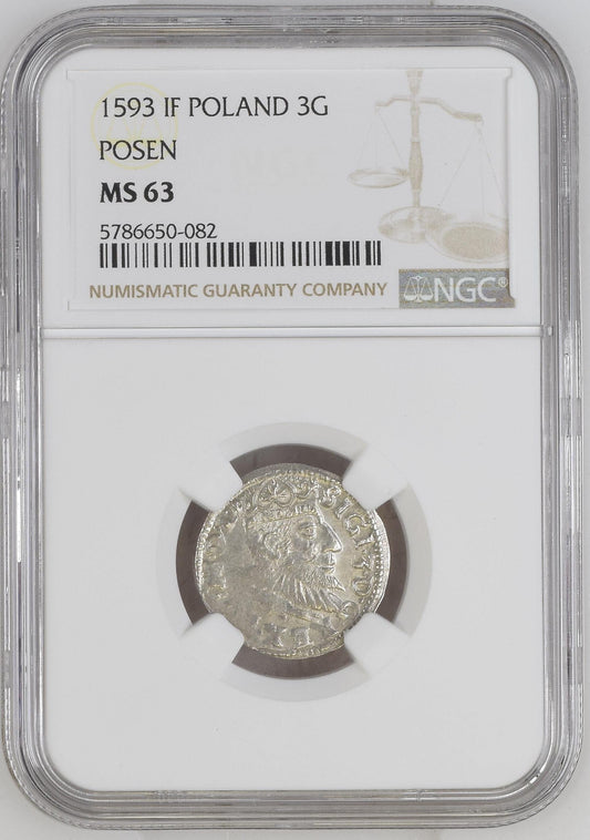 1593 POLAND 3G POZNAN NGC MS 63
