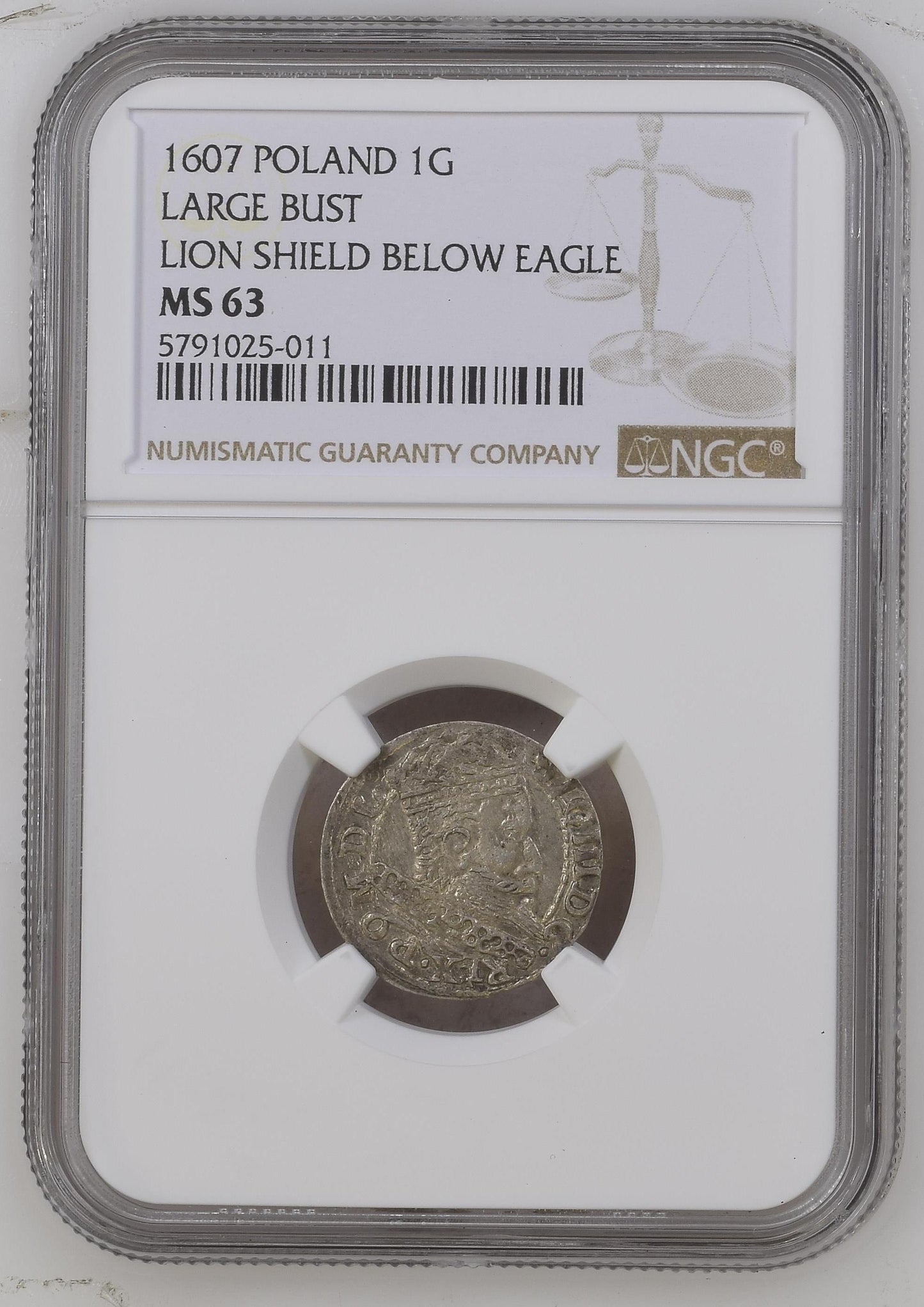 1607 POLAND 1G KRAKOW NGC MS 63