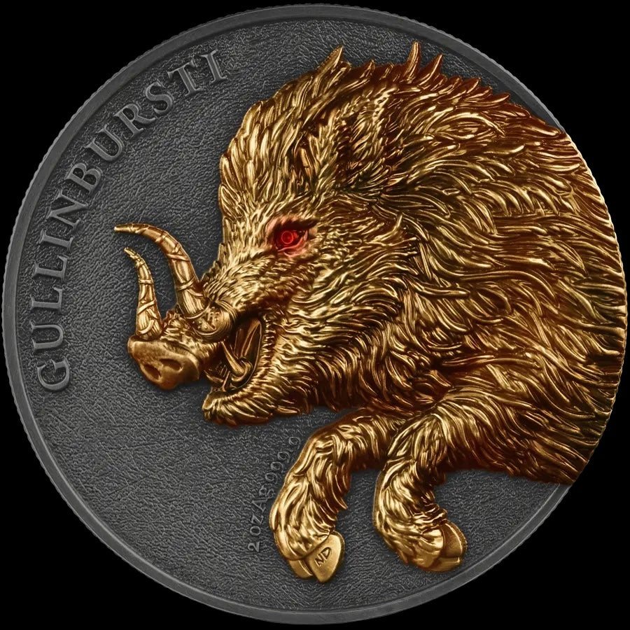2025 GERMANIA BEASTS: GULLINBURSTI ULTRA DOUBLE HIGH RELIEF 2 OZ SILVER BU