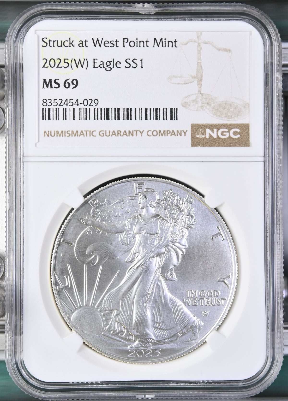 2025 EAGLE S$1 TYPE 2 STRUCK AT WEST POINT MINT (W) MS 69