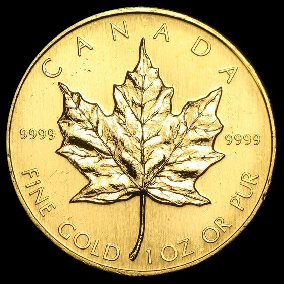 1986 CANADA 1 OZ GOLD MAPLE LEAF BU