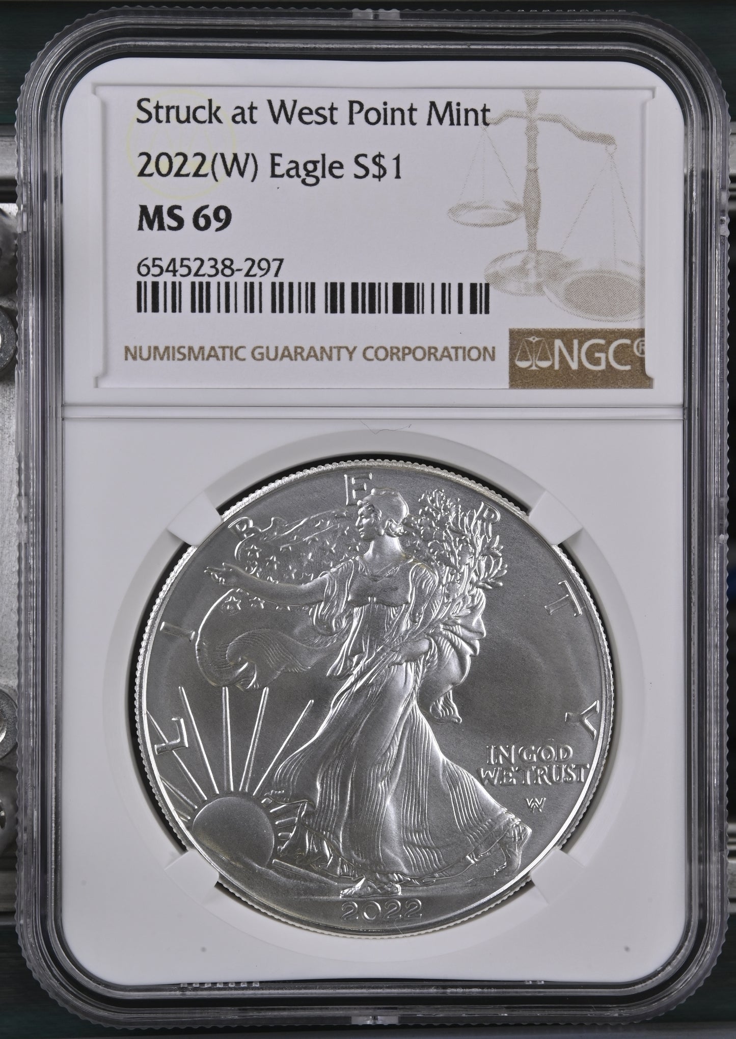 2022 EAGLE S$1 TYPE 1 STRUCK AT WEST POINT MINT (W) MS 69
