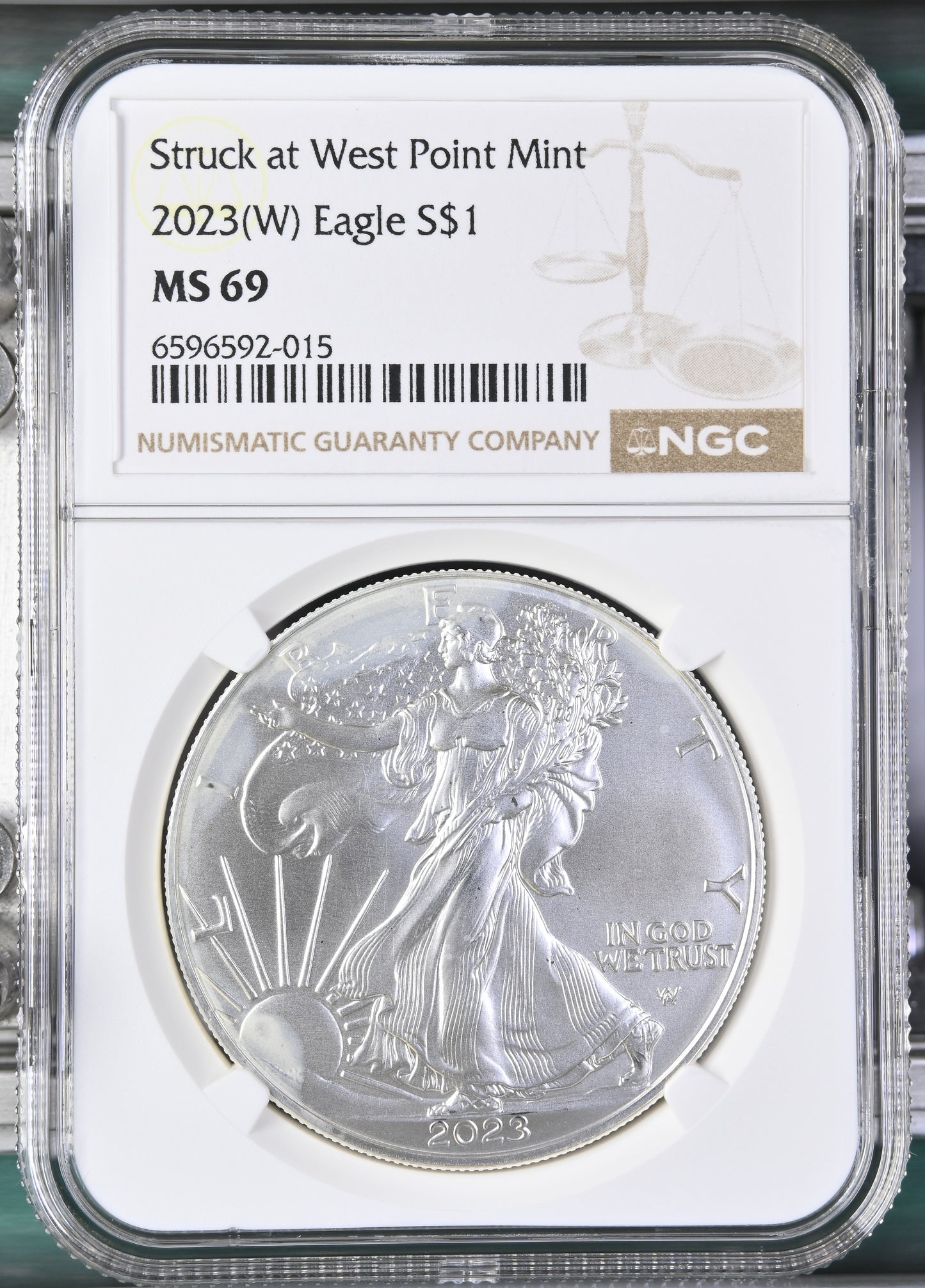 2023 EAGLE S$1 TYPE 1 STRUCK AT WEST POINT MINT (W) MS 69