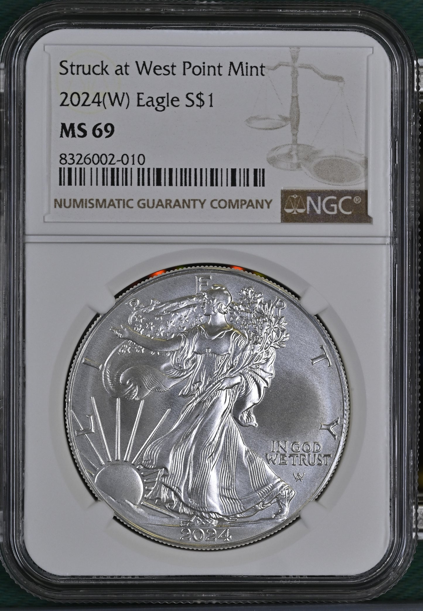 2024 EAGLE S$1 TYPE 1 STRUCK AT WEST POINT MINT (W) MS 69