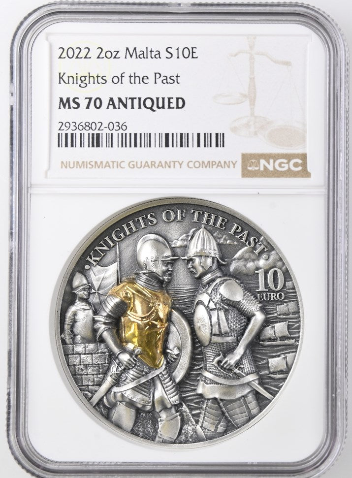 2022 2OZ MALTA S10E KNIGHTS OF THE PAST NGC MS 70