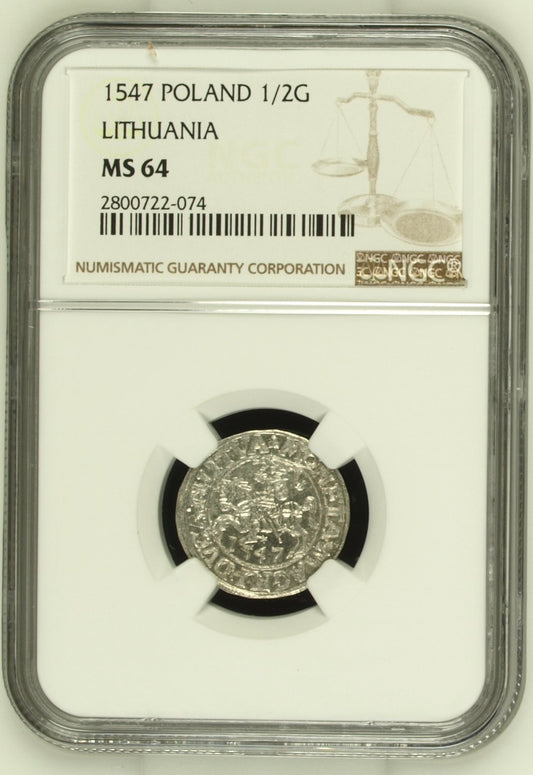 1547 POLAND POLGROSZ WILNO NGC MS 64