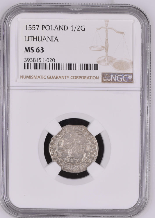 1557 POLAND POLGROSZ WILNO NGC MS 63