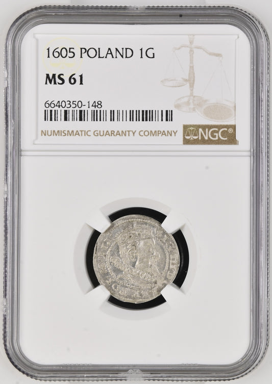 1605 POLAND GROSZ KRAKOW NGC MS 61