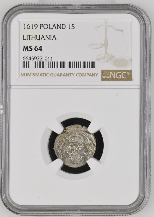 1619 POLAND SZLAG WILNO NGC MS 64 TOP POP