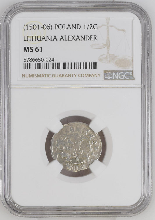 1501 POLAND 1/2G LITHUANIA NGC MS 61