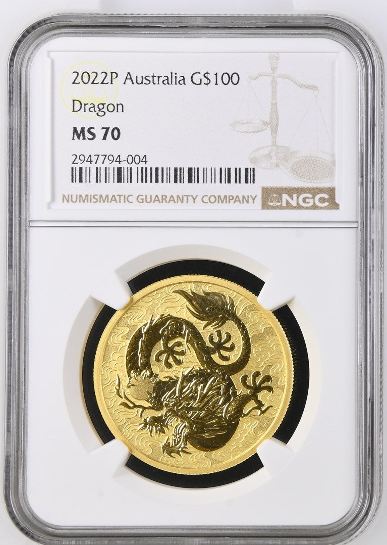 2022 AUSTRALIA 1 OZ DOUBLE DRAGON BU (ONLY 5000) NGC MS 70 TOP-POP