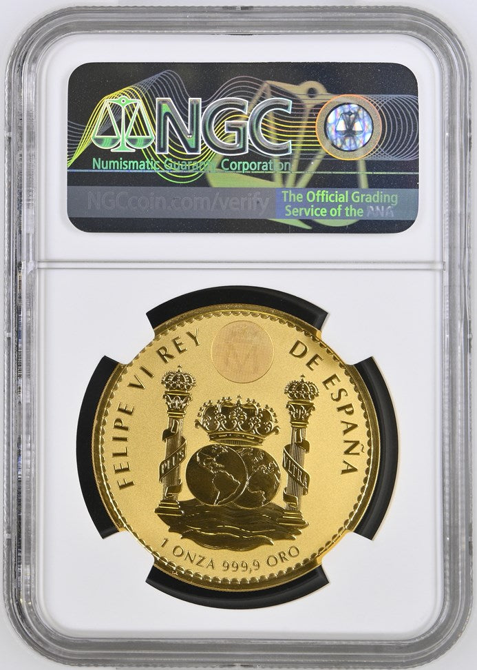 2022 SPAIN 1 OZ GOLD REVERSE PROOF BULL DOUBLOON NGC PF 70 TOP-POP