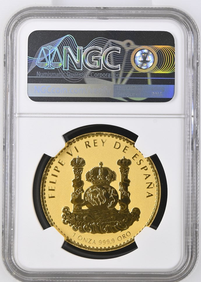 2021 SPAIN 1 OZ GOLD REVERSE PROOF IBERIAN LYNX DOUBLOON NGC PF 70