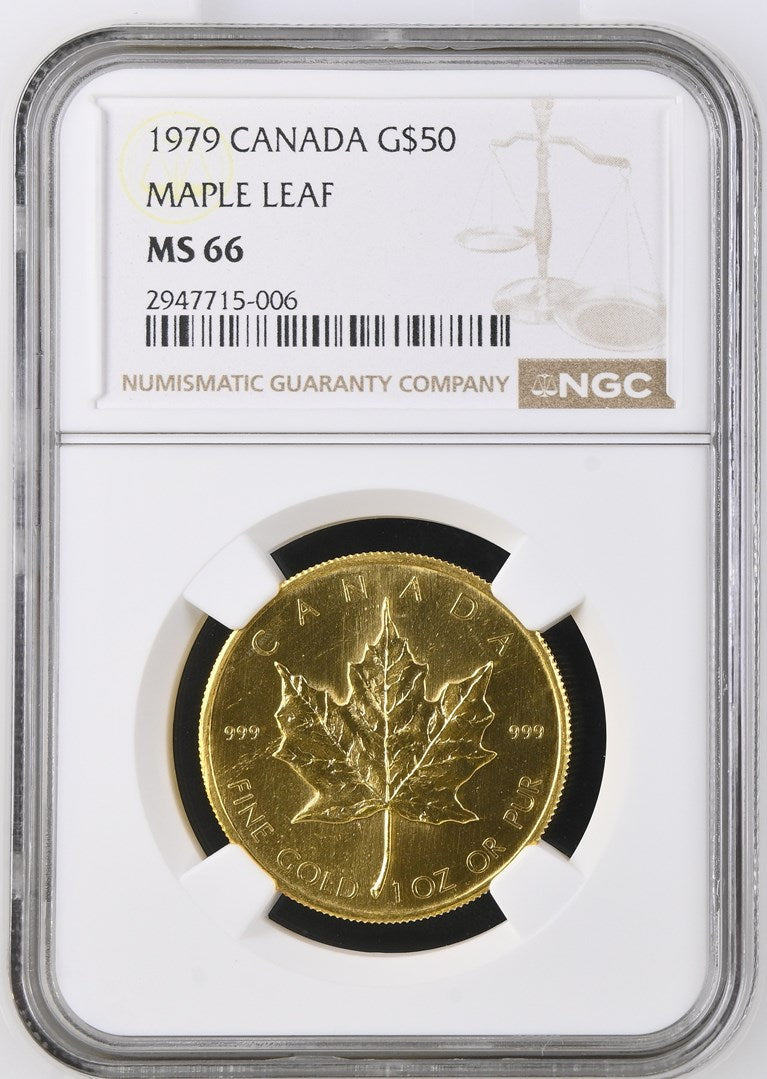 1979 CANADA G$50 MAPLE LEAF NGC MS 66