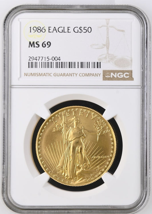 1986 1 OZ AMERICAN GOLD EAGLE NGC MS 69