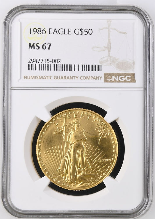 1986 1 OZ AMERICAN GOLD EAGLE NGC MS 67