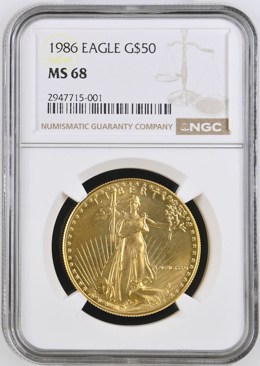 1986 1 OZ AMERICAN GOLD EAGLE NGC MS 68