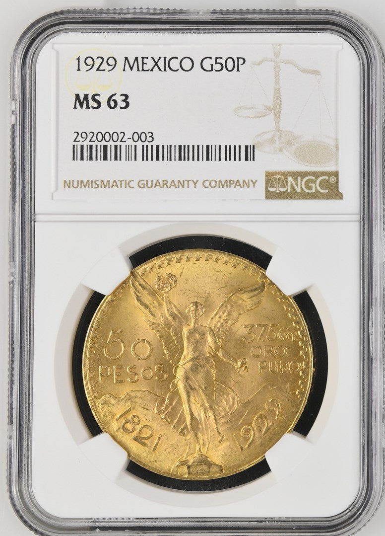 1929 MEXICO G50P NGC MS 63