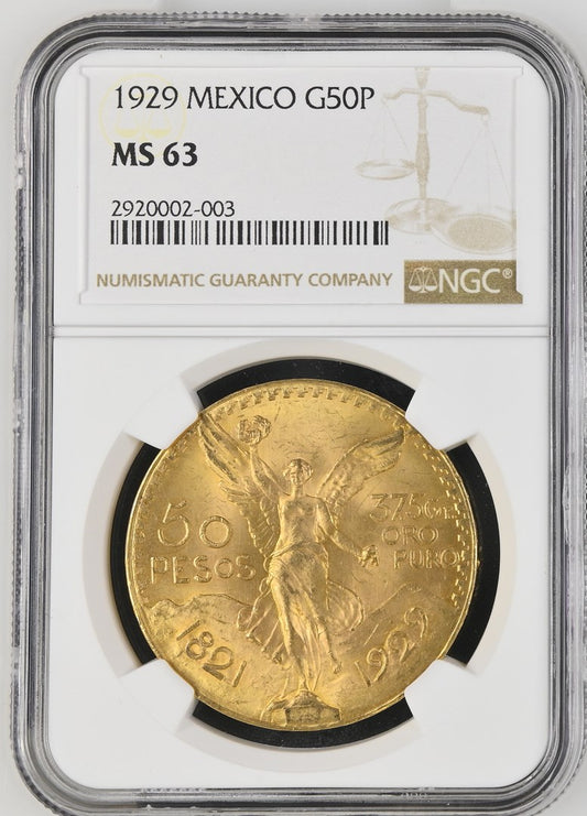 1929 MEXICO G50P NGC MS 63