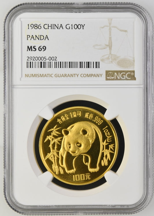 1986 CHINA G100Y PANDA NGC MS 69