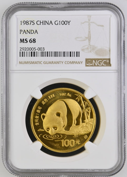 1987S CHINA G100Y PANDA NGC MS 68