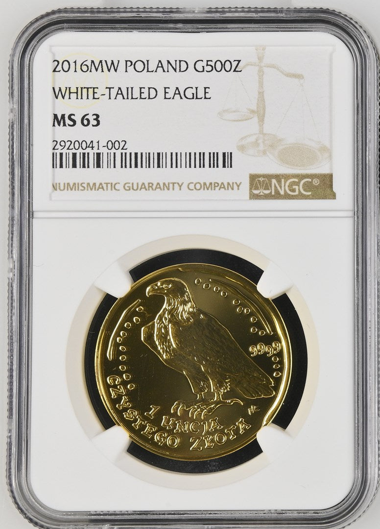 2016MW POLAND G500Z WHITE-TAILED EAGLE NGC MS 63